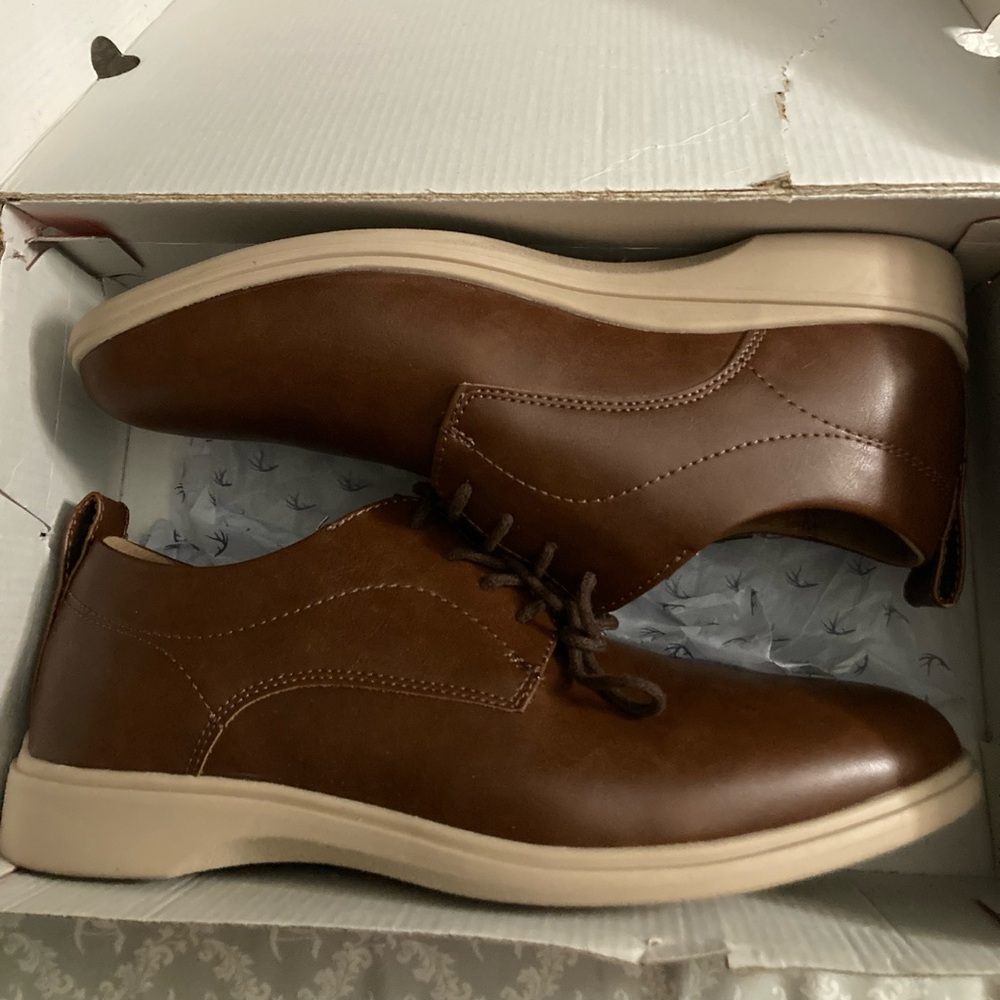 Deer Stags Men's 9 Lisbon Brown Supro‎ Sock Dress Oxford Comfort Shoes